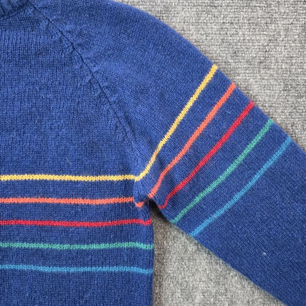 VTG 🌈 Wool Rainbow Stripe Grandpa Sweater M - Picture 3 of 8